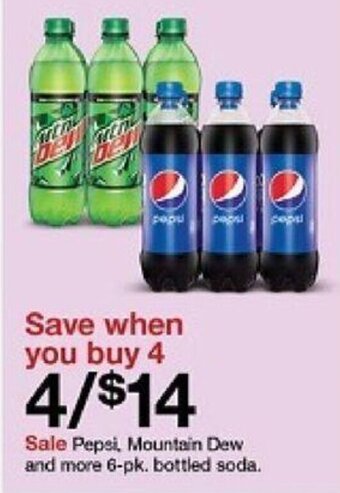 Target Pepsi, Mountain Dew and more 6-pk. bottled soda. offer