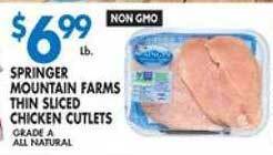Associated Springer mountain farms thin sliced chicken cutlets offer