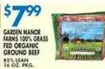 Associated Garden manor farms 100% grass fed organic ground beef offer