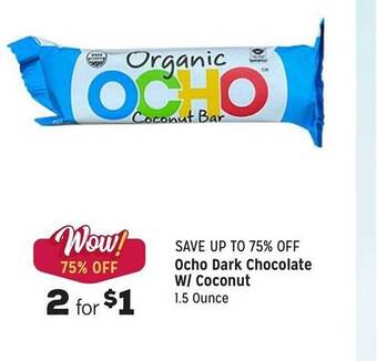 Grocery Outlet Ocho dark chocolate w coconut offer