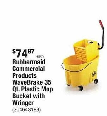 The Home Depot Rubbermaid commercial products wavebrake 35 qt. plastic mop bucket with wringer offer