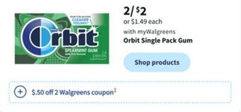 Walgreens Orbit single pack gum offer