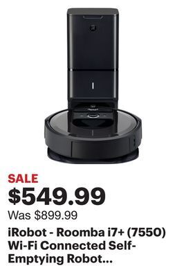Best Buy Irobot - roomba i7+ (7550) wi-fi connected self-emptying robot vacuum - charcoal offer