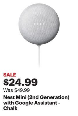 Best Buy Nest mini (2nd generation) with google assistant - chalk offer