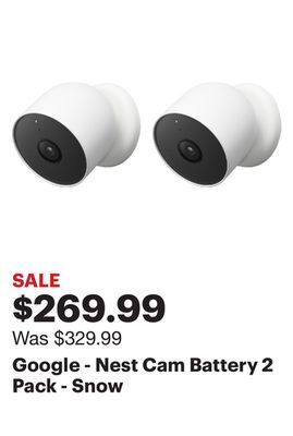Best Buy Google - nest cam battery 2 pack - snow offer