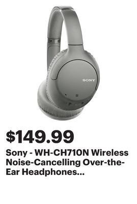 Best Buy Sony - wh-ch710n wireless noise-cancelling over-the-ear headphones - gray offer