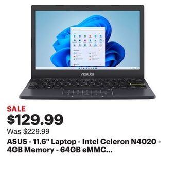 Best Buy Asus - 11.6" laptop - intel celeron n4020 - 4gb memory - 64gb emmc - star black offer