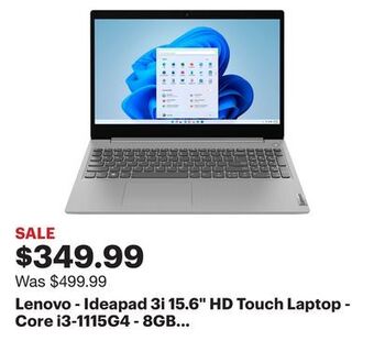 Best Buy Lenovo - ideapad 3i 15.6" hd touch laptop - core i3-1115g4 - 8gb memory - 256gb ssd - platinum grey offer