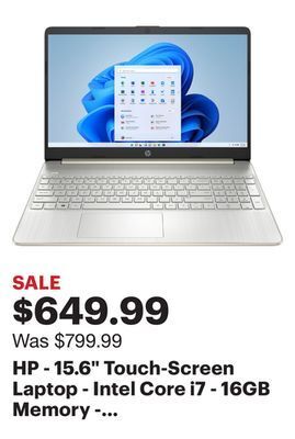 Best Buy Hp - 15.6" touch-screen laptop - intel core i7 - 16gb memory - 512gb ssd - natural silver offer