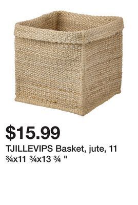 Ikea Tjillevips basket, jute, 11 ¾x11 ¾x13 ¾ " offer