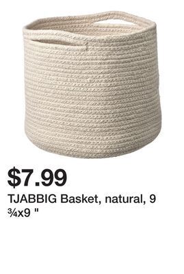 Ikea Tjabbig basket, natural, 9 ¾x9 " offer