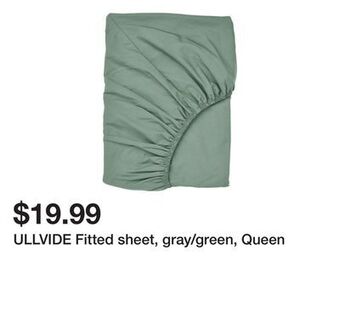 Ikea Ullvide fitted sheet, gray/green, queen offer