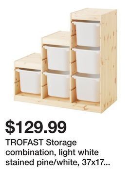 Ikea Trofast storage combination, light white stained pine/white, 37x17 3/8x35 7/8 " offer