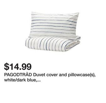 Ikea Pagodträd duvet cover and pillowcase(s), white/dark blue, full/queen (double/queen) offer