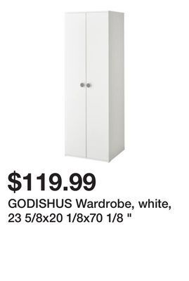 Ikea Godishus wardrobe, white, 23 5/8x20 1/8x70 1/8 " offer