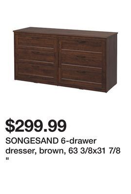 Ikea Songesand 6-drawer dresser, brown, 63 3/8x31 7/8 " offer