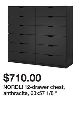 Ikea Nordli 12-drawer chest, anthracite, 63x57 1/8 " offer