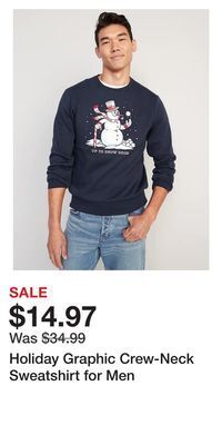 Old Navy Holiday graphic crew-neck sweatshirt for men offer