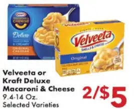 Fairplay Velveeta or Kraft Deluxe Macaroni & Cheese 9.4-14 oz offer