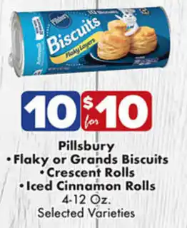 Fairplay Pillsbury Flaky or Grands Biscuits Crescent Rolls 4-12 oz, Iced Cinnamon Rolls 4-12 oz offer