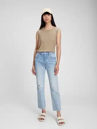 Gap Linen blend muscle sleeveless t-shirt offer