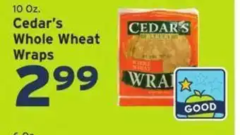 Hannaford Cedar's whole wheat wraps offer