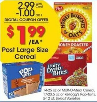 Kroger Post Large Size Cereal offer