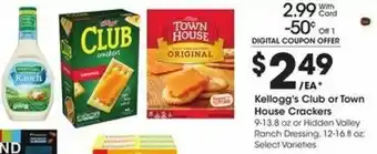 Kroger Kellog's Club or Town House Crackers offer