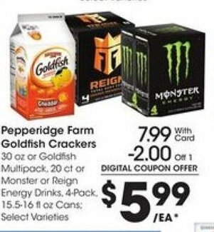 Kroger Pepperidge Farm Goldfish Crackers 30 oz offer