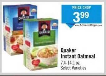 Price Chopper Quaker instant oatmeal offer