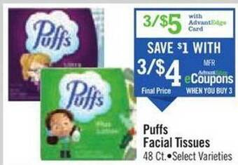 Price Chopper Puffs facial tissues offer