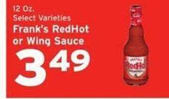 Hannaford Frank's redhot or wing sauce offer