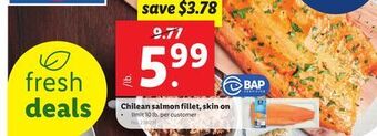 Lidl Chilean salmon fillet, skin on offer