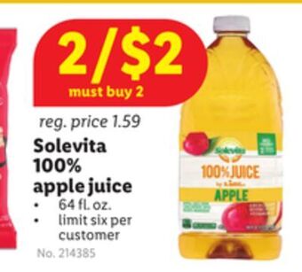Lidl Solevita 100% apple juice offer