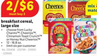 Lidl Breakfast cereal, large size offer