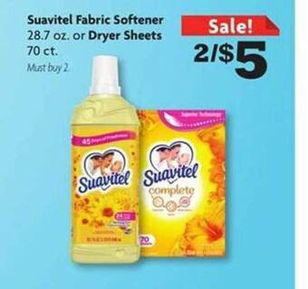 Family Dollar Suavitel fabric softener or dryer sheets offer