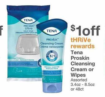 Kinney Drugs Tena proskin cleansing cream or wipes offer