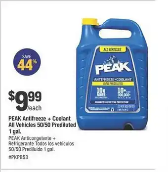 Napa Peak antifreeze + coolant all vehicle 50 50 prediluted 1 gal. offer