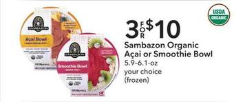 Publix Sambazon organic açai or smoothie bowl offer