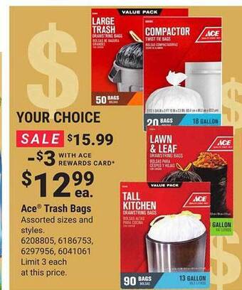 Ace Hardware Ace trash bags offer