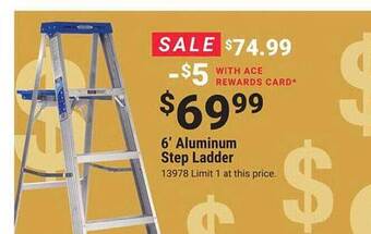 Ace Hardware 6' aluminum step ladder offer