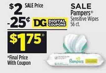Dollar General Pampers sensitive wipes offer