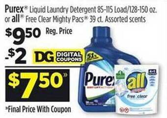 Dollar General Purex liquid laundry detergent offer