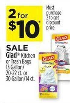 Dollar General Glad kitchen or trash bags offer