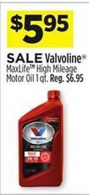 Dollar General Valvoline maxlife high mileage motor oil offer