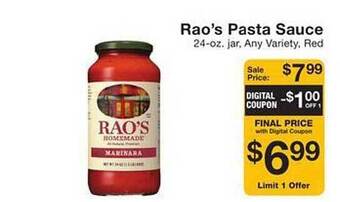 Fairway Store Market Rao's pasta sauce offer