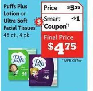 Family Dollar Puffs plus lotion or ultra soft facial tissues offer