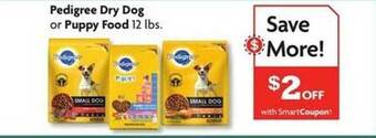 Family Dollar Pedigree dry dog or puppy food offer