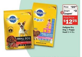 Family Dollar Pedigree dry dog or puppy food offer