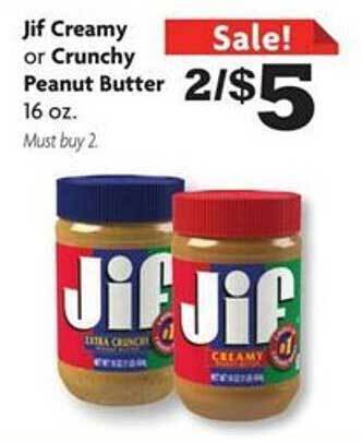 Family Dollar Jif creamy or crunchy peanut butter offer
